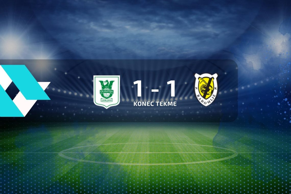Nogometaši ljubljanske Olimpije in Kalcerja Radomelj so se razšli z neodločenim izidom 1:1